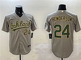 Men's Oakland Athletics #24 Ricky Henderson Gray With Patch Stitched Jersey,baseball caps,new era cap wholesale,wholesale hats